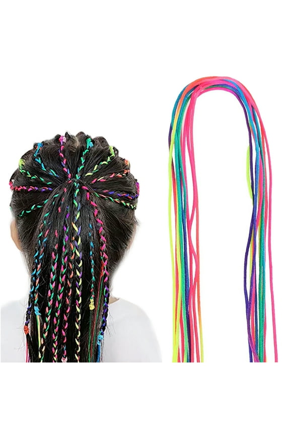 64 Pcs Colorful Hair Wrap String 90cm Long Rainbow Braiding Hair Tie Gradient Color Hair Wrap Rope Party Highlights Glitter Hair Thread for Women Girls DIY Hair Braiding Accessories
