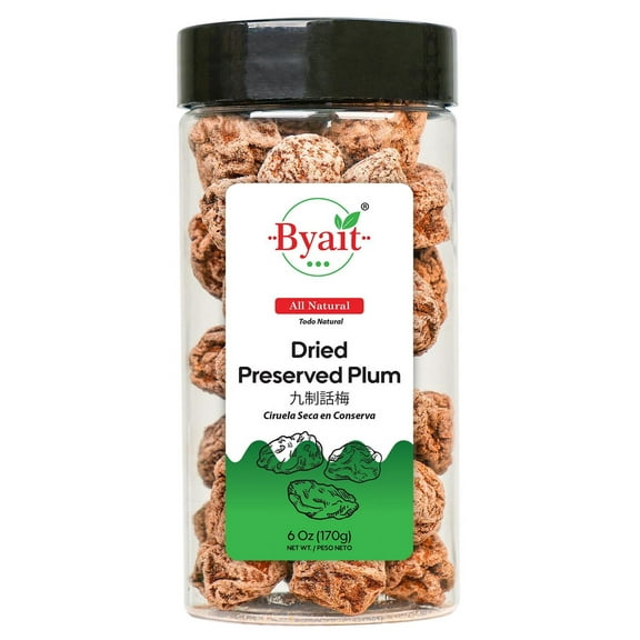 Byait Dried Preserved Plum SBF36 Oz, Approx. 38 pieces,  Hua Mei, Salted & Sour Plums, Li Hing Mui Candy, Sweet & Salty Snack, Sour Fruit Flavor, All-Natural, No Additives