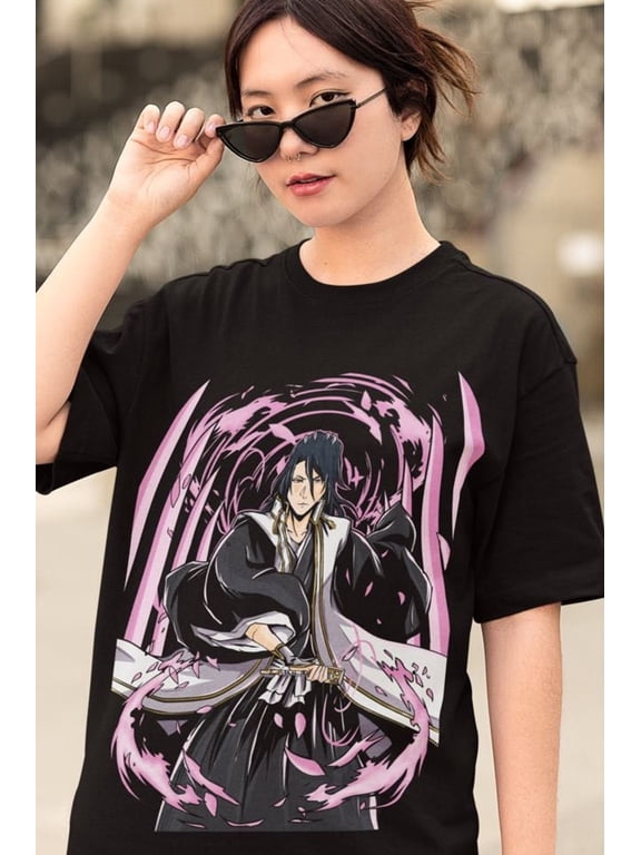 Byakuya Kuchiki T-shirt, Bleach Manga Anime Shirt,Black color,size 2XL