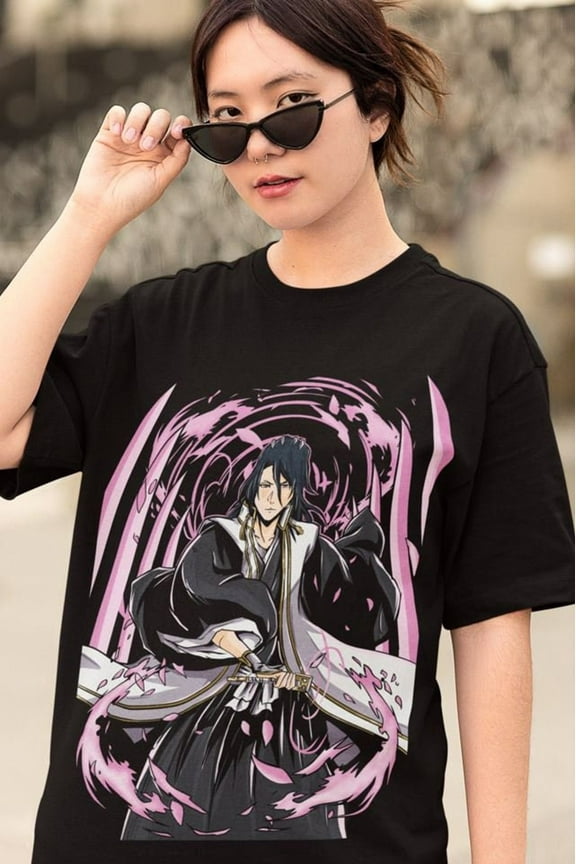 Byakuya Kuchiki T-shirt, Bleach Manga Anime Shirt,Black color,size L