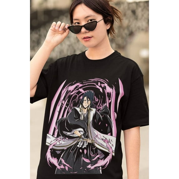 Byakuya Kuchiki T-shirt, Bleach Manga Anime Shirt,Navy color,size 2XL