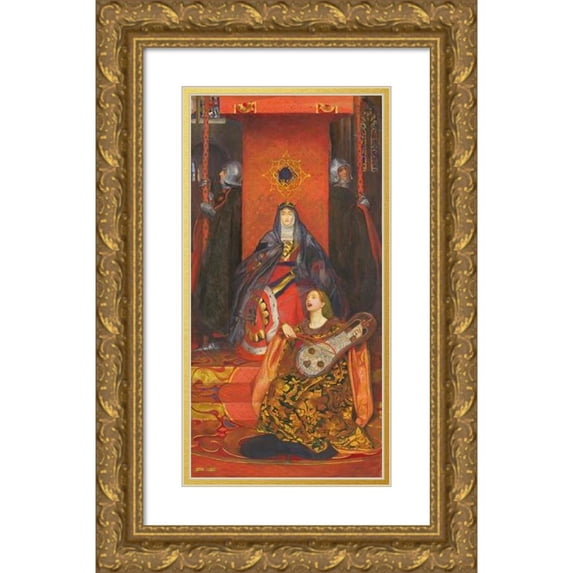 Byam Shaw 14x24 Gold Ornate Framed and Double Matted Museum Art Print Titled - The Queen of Spades (1898)