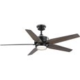 thumbnail image 1 of Byars 54" 5-Blade Integrated LED Indoor Matte Black Mid-Century Modern Ceiling Fan with Light Kit and White Opal Shade and Remote Control, 1 of 9