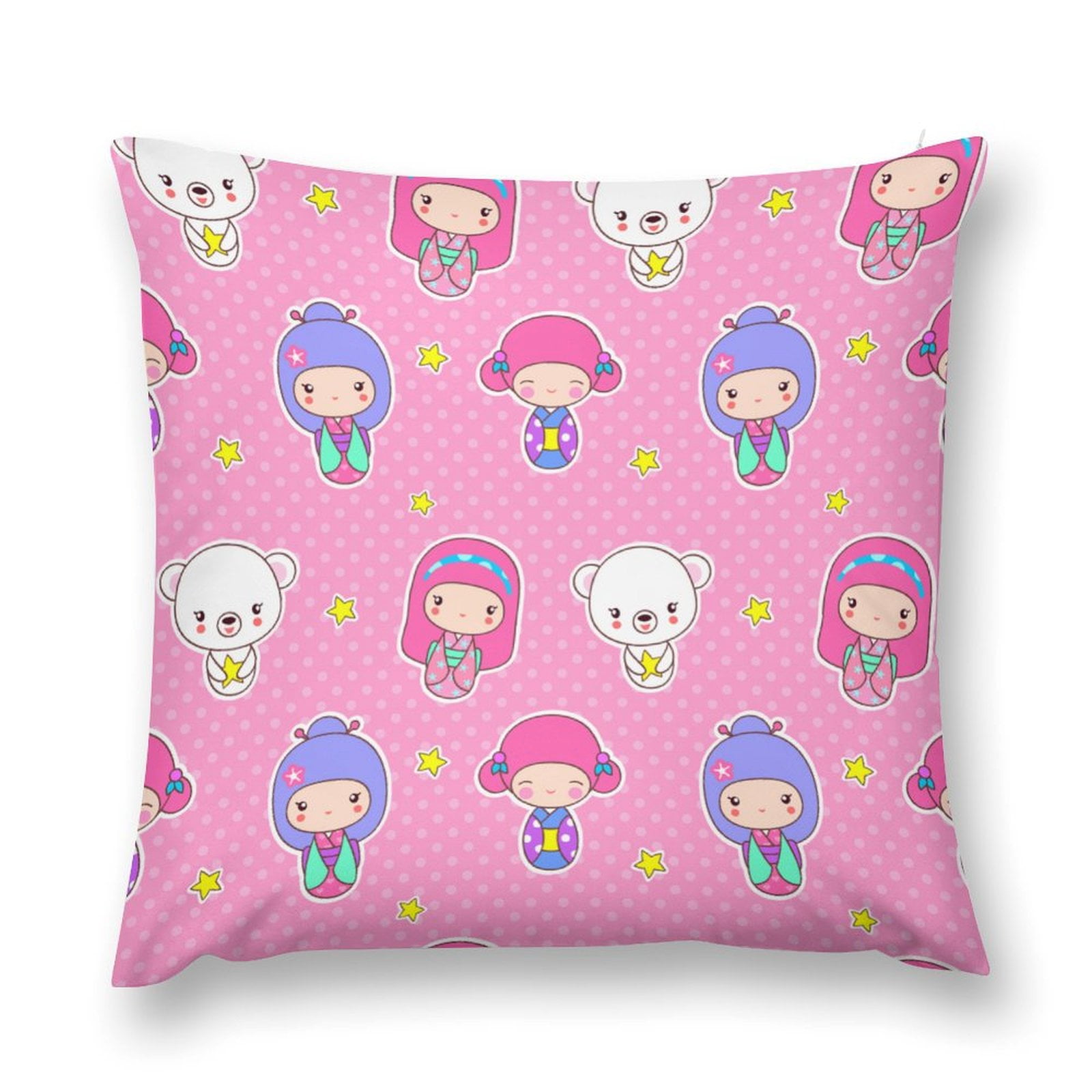 Bybiment 1 Pack Plush Throw Pillow Cover, Cute Pink Pattern Girls Soft