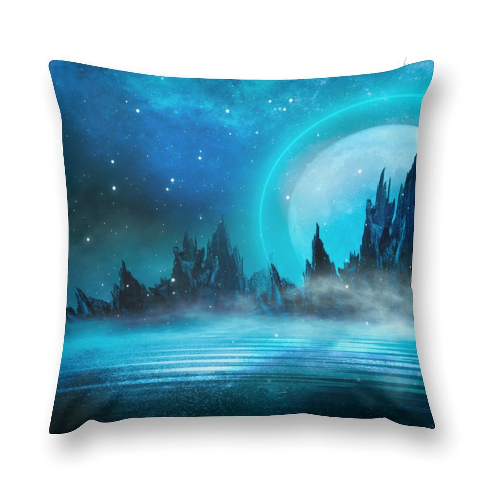 Bybiment 1 Pack Plush Throw Pillow Cover, Landscape Dark Light Neon