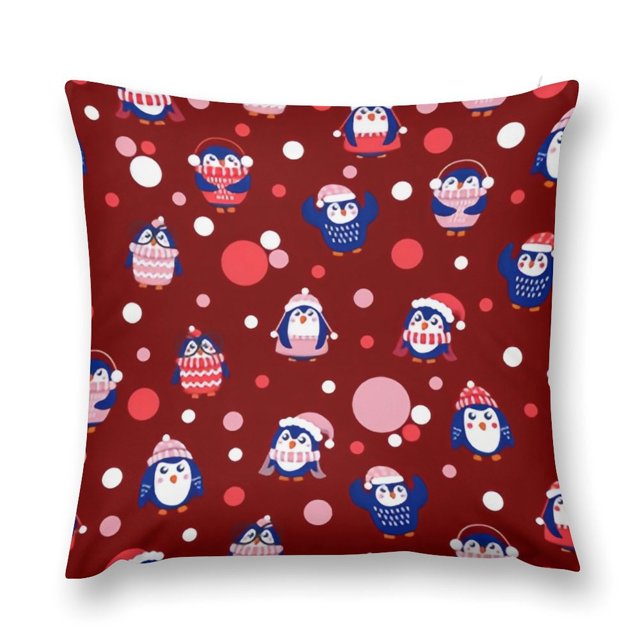 Bybiment 1 Pack Plush Throw Pillow Cover, Pattern Blue Baby Penguins