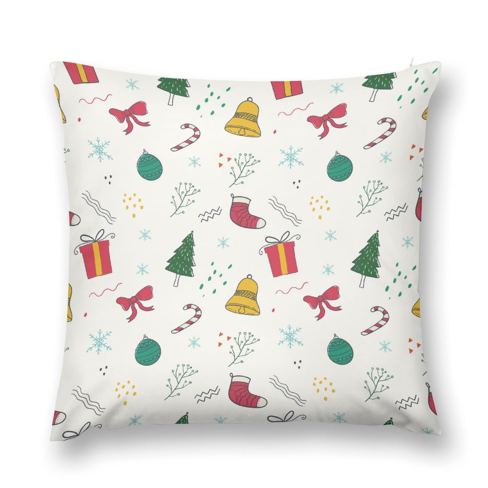 Bybiment 1 Pack Plush Throw Pillow Cover, Pattern Christmas Doodle