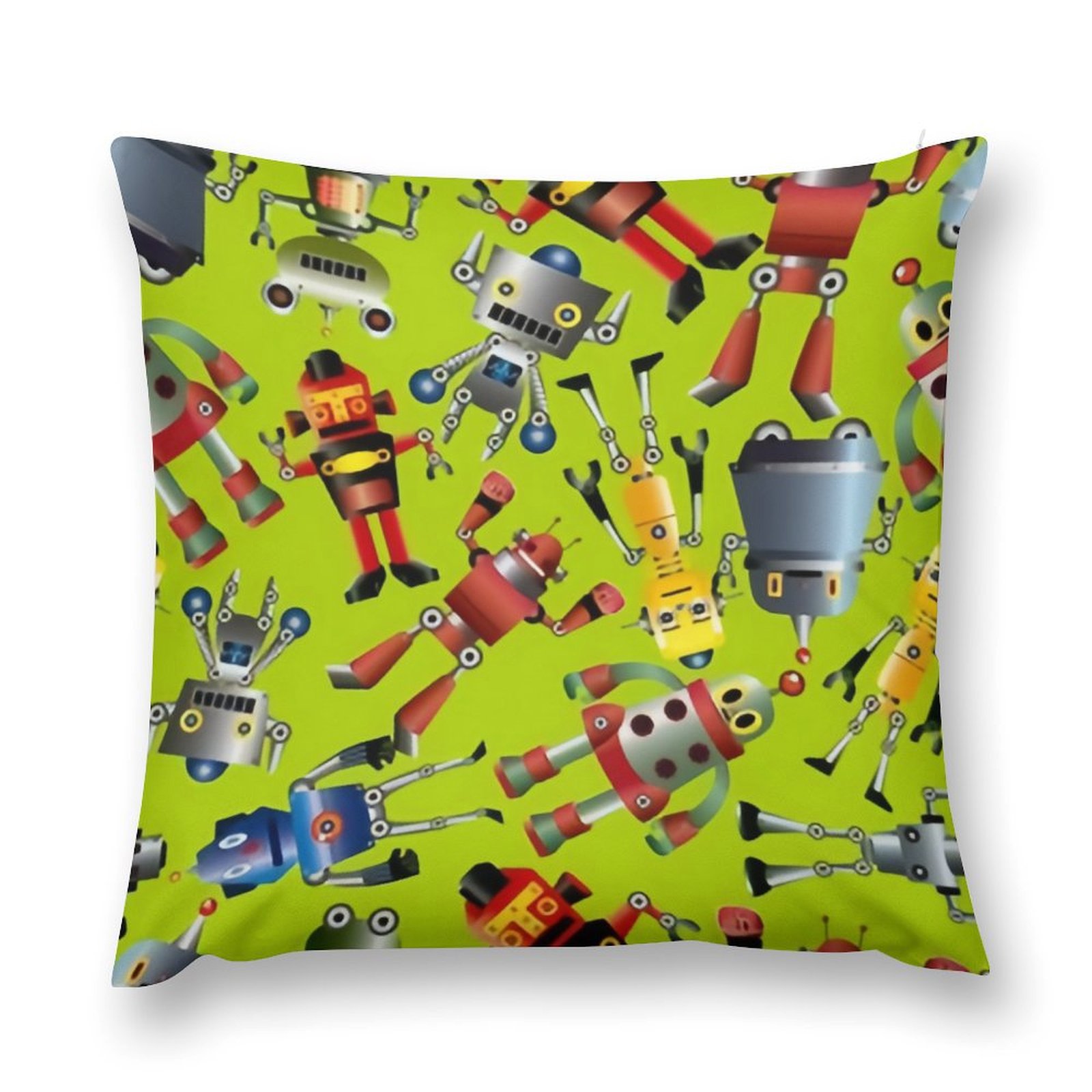 Bybiment 1 Pack Plush Throw Pillow Cover, Robot Pattern Soft Pillowcase