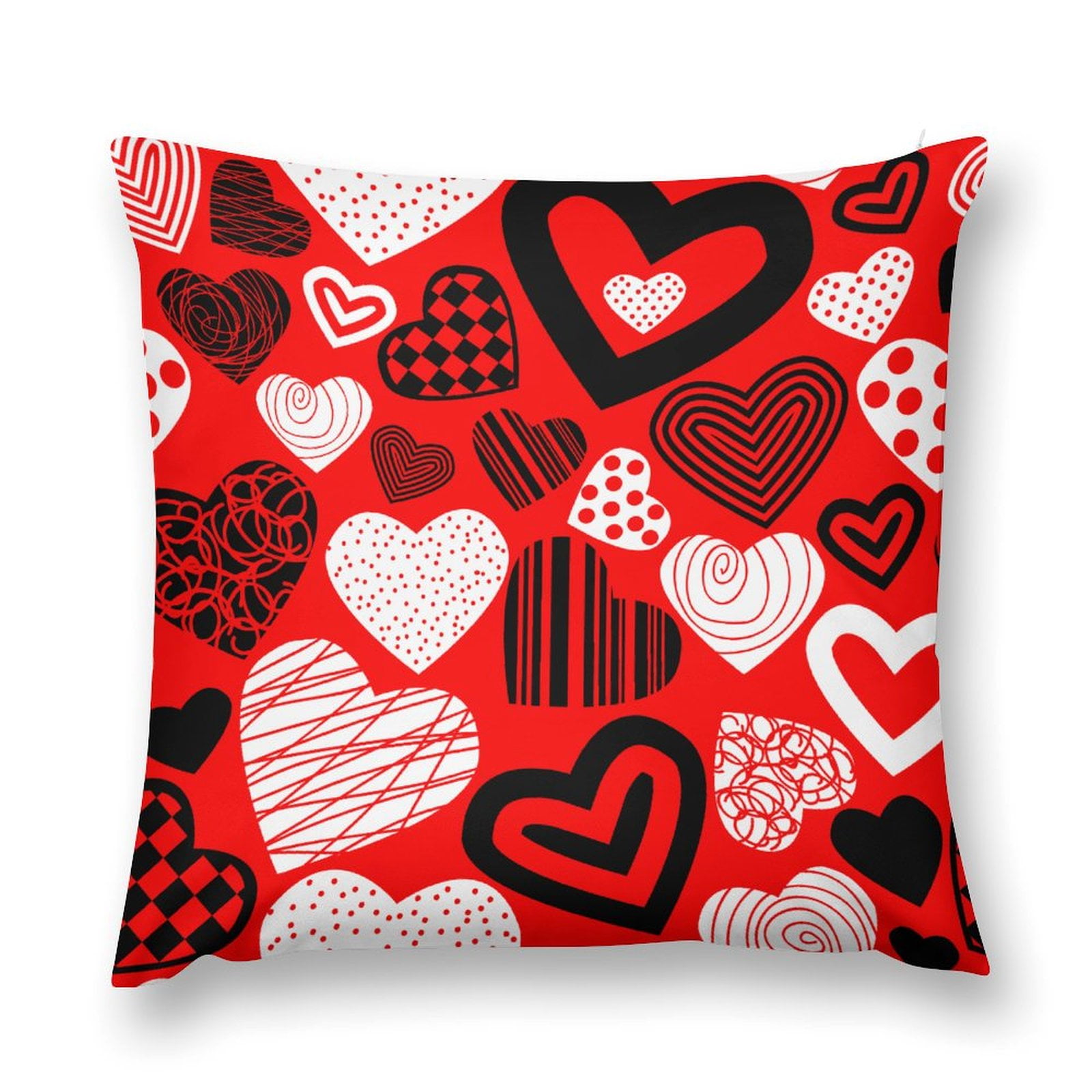Bybiment 1 Pack Plush Throw Pillow Cover, Valentine Pattern Hearts Soft