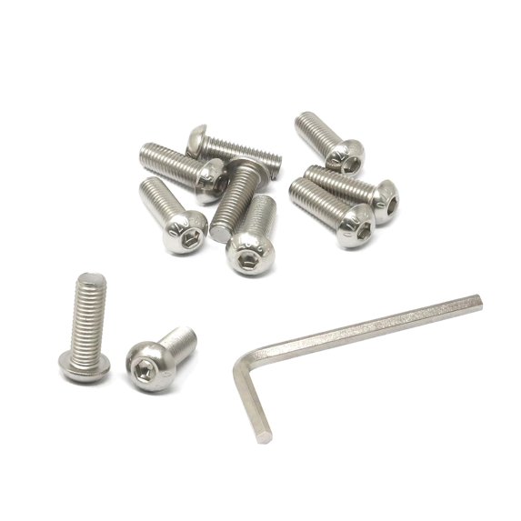 Bybiment 10 Pcs M10 30mm Thread Pitch 1.5 mm Steel 304 Hex Button Cap Screws Bolts Kit