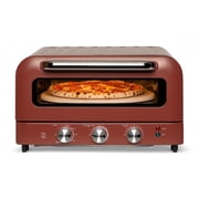 Willow 1800W Electric Pizza Oven, Burgundy   Indoor Countertop Pizza Maker, Digital Temp Control, Preheat & Keep Warm Function, Pizza Stone Included, Heats to 750 F for Stone-Baked Pizza