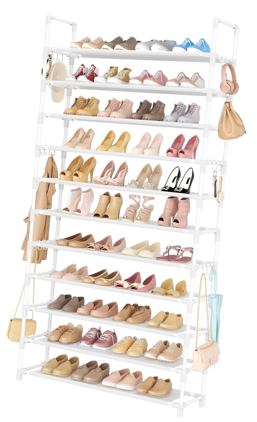 Bybiment 11 Tiers Tall Shoe Rack Holds 55 Pairs of Shoes with 18pcs