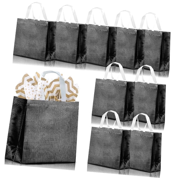 Bybiment 12 Pcs Grocery Bags Assorted Colors, 12.5x4.7x11 Inches Bag with Tissue Paper, Foldable Shopping Bags for Weddings (32x12x28cm)