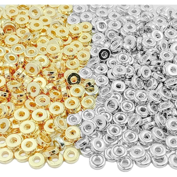 Lot De 350 Perles En Résine Spacer - 6 Mm, Dorées, Rondes - Neuf Pour Création De Bijoux
