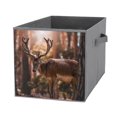 Bybiment 1PCS Fabric Storage Cubes, Brown Dear Woods Blurred Cube