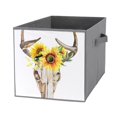 Bybiment 1PCS Fabric Storage Cubes, Design Bull Skull Sunflowers Boho