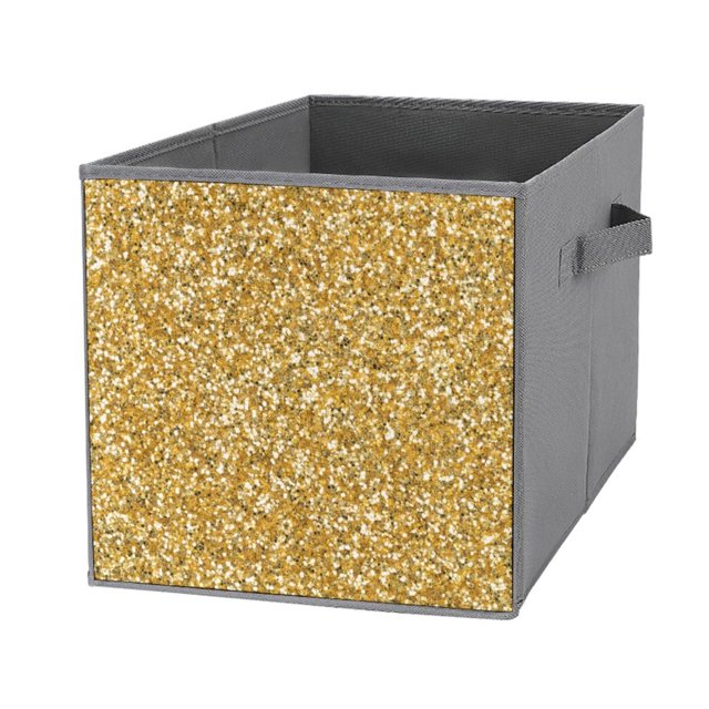 Bybiment 1PCS Fabric Storage Cubes, Excellent Glitter Shiny Gold Cube
