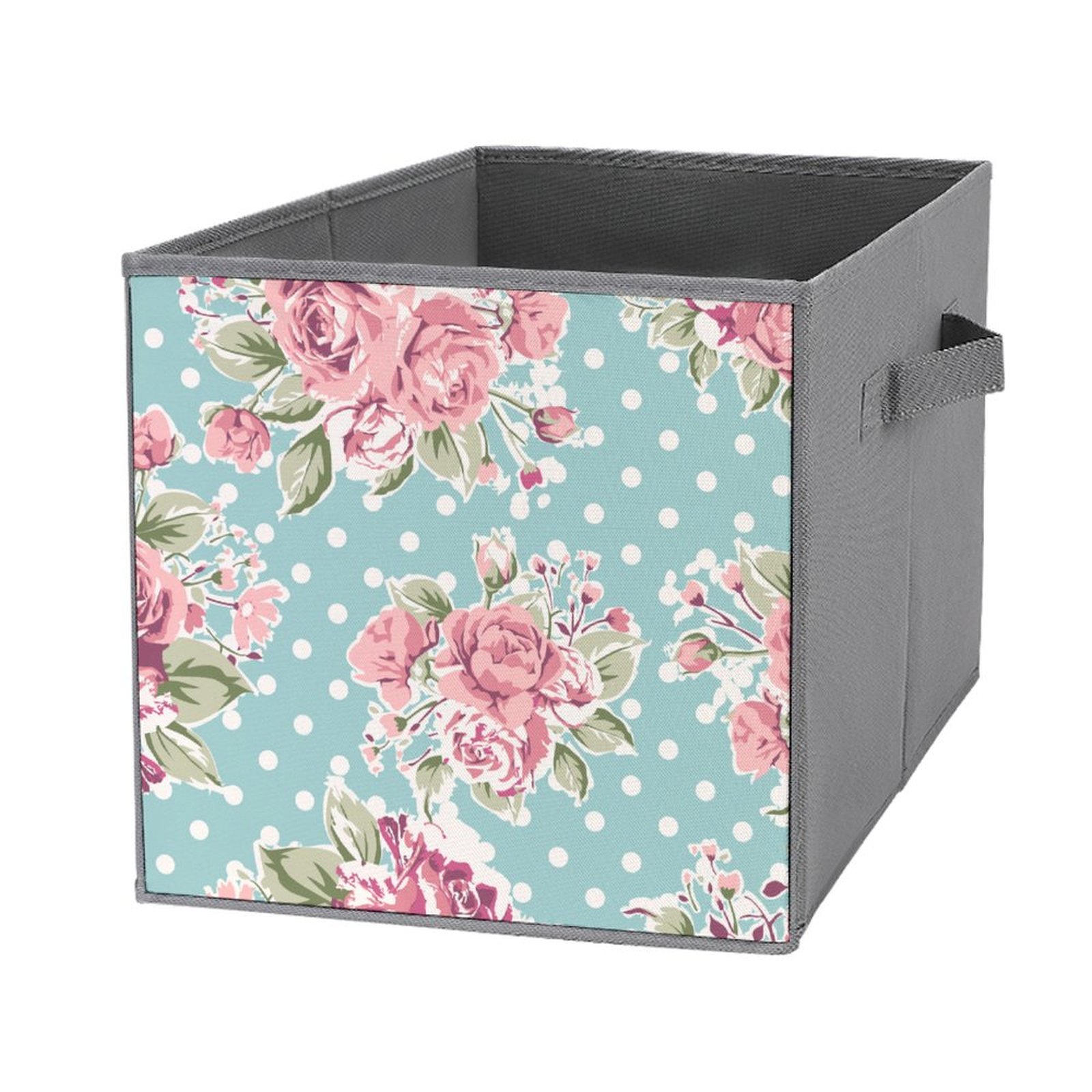 Bybiment 1PCS Fabric Storage Cubes, Pink Vintage Rose Pattern Cube