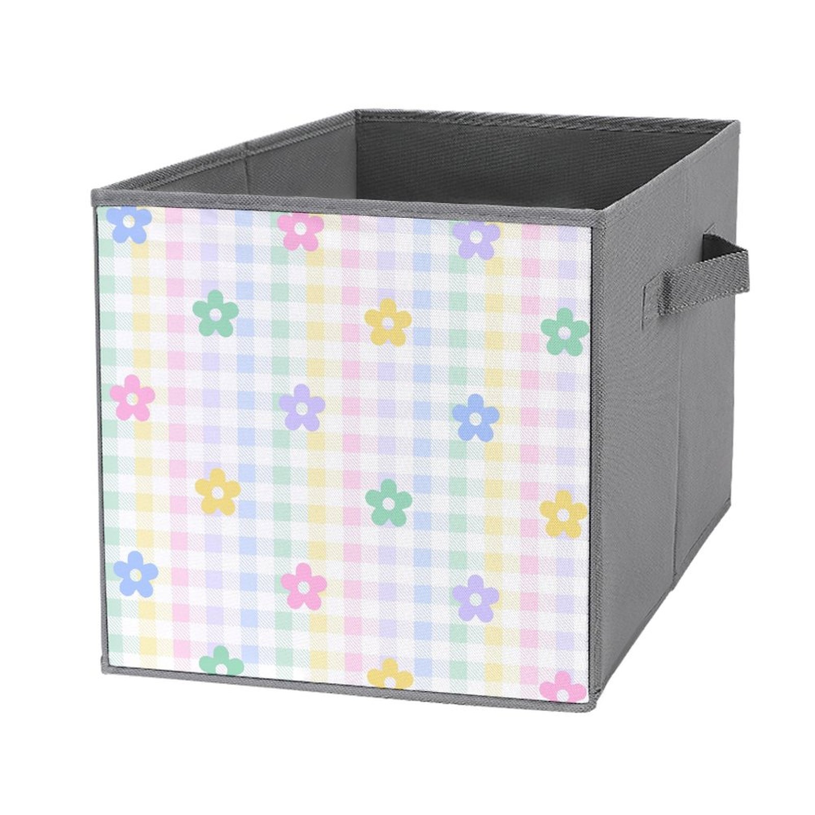 Bybiment 1PCS Fabric Storage Cubes, Rainbow Purple Blue Green Yellow Cube Storage Bins with