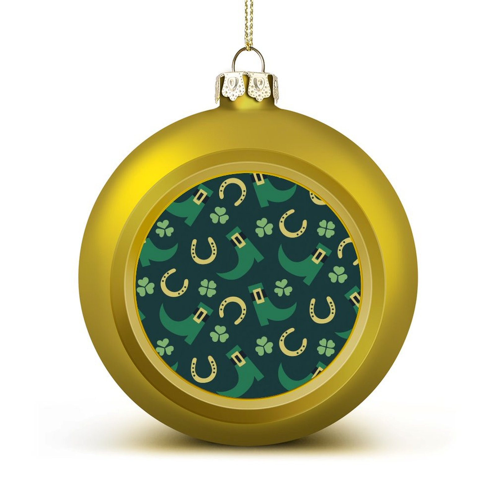 Bybiment 1PCS Golden Christmas Balls Ornament, Clovers Cute Lucky Saint