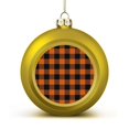Bybiment 1PCS Golden Christmas Balls Ornament, Orange Black Plaid