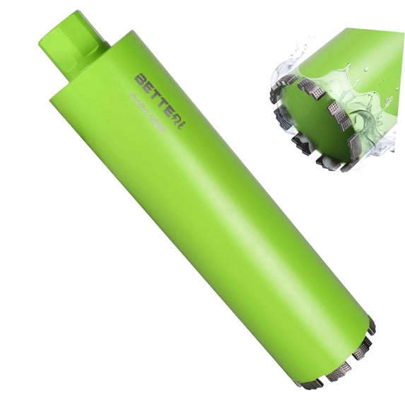 Bybiment 2-1/4" Wet Concrete Core Drill Bit, 1-1/4"-7 Threaded Wet Diamond Core Bit, 14" Depth Welded Wet Core Bit with Rebar for Reinforced Concrete