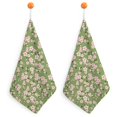 Bybiment 2 PCS Hand Towels with Hanging Loops, Pattern Cherry Blossom