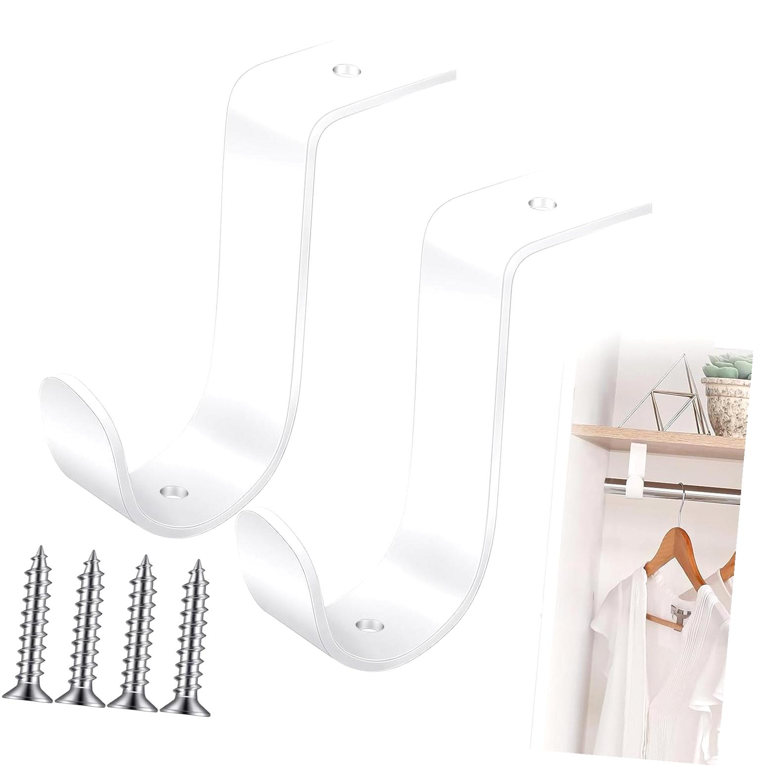 Wall Mount Rode Bybiment 2 Pcs Closet Rod Brackets Metal Wall Mount Rod Brackets with ...