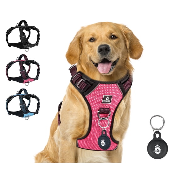 Emperor Pets Pink Dog Harness for Large Dogs - No Pull Dog Harness with 2 Leash Clips, Premium Oxford Soft Padded large dog harness, Dog Harness for Large Dogs (L, Pink)