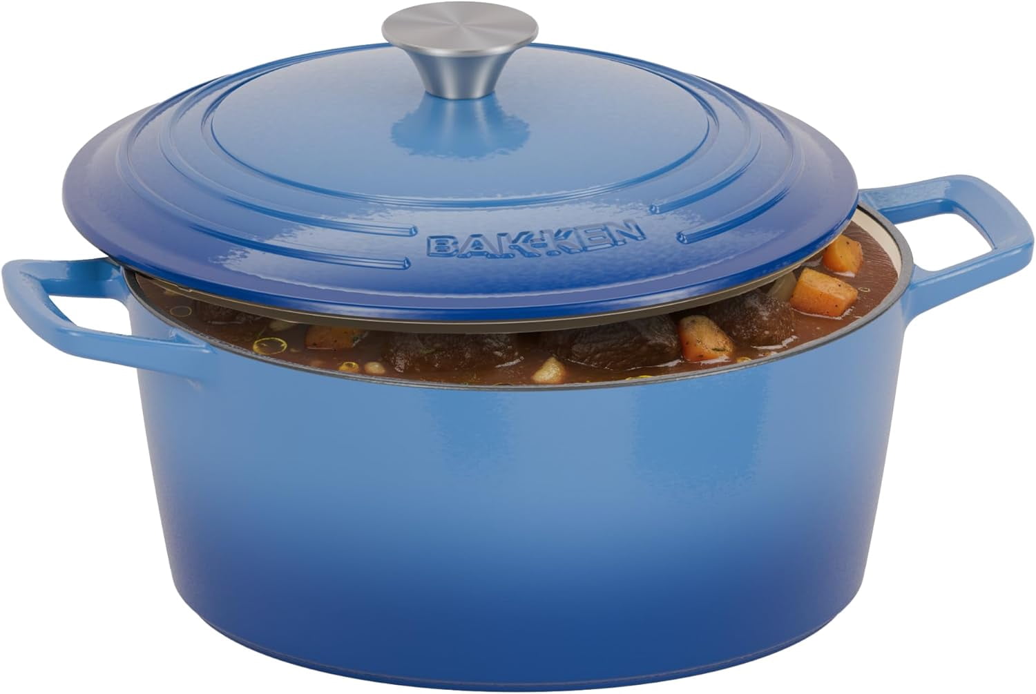 Bakken 6QT Enameled Cast Iron Dutch Oven – Oven Safe 500°F, Moisture-Locking Lid, Bread Baking, Braising & Campfire Cooking, Blue