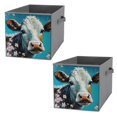 Bybiment 2PCS Fabric Storage Cubes, Blossoming Serenity Delightful
