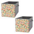 Bybiment 2PCS Fabric Storage Cubes, Christmas Colorful Elements Cube