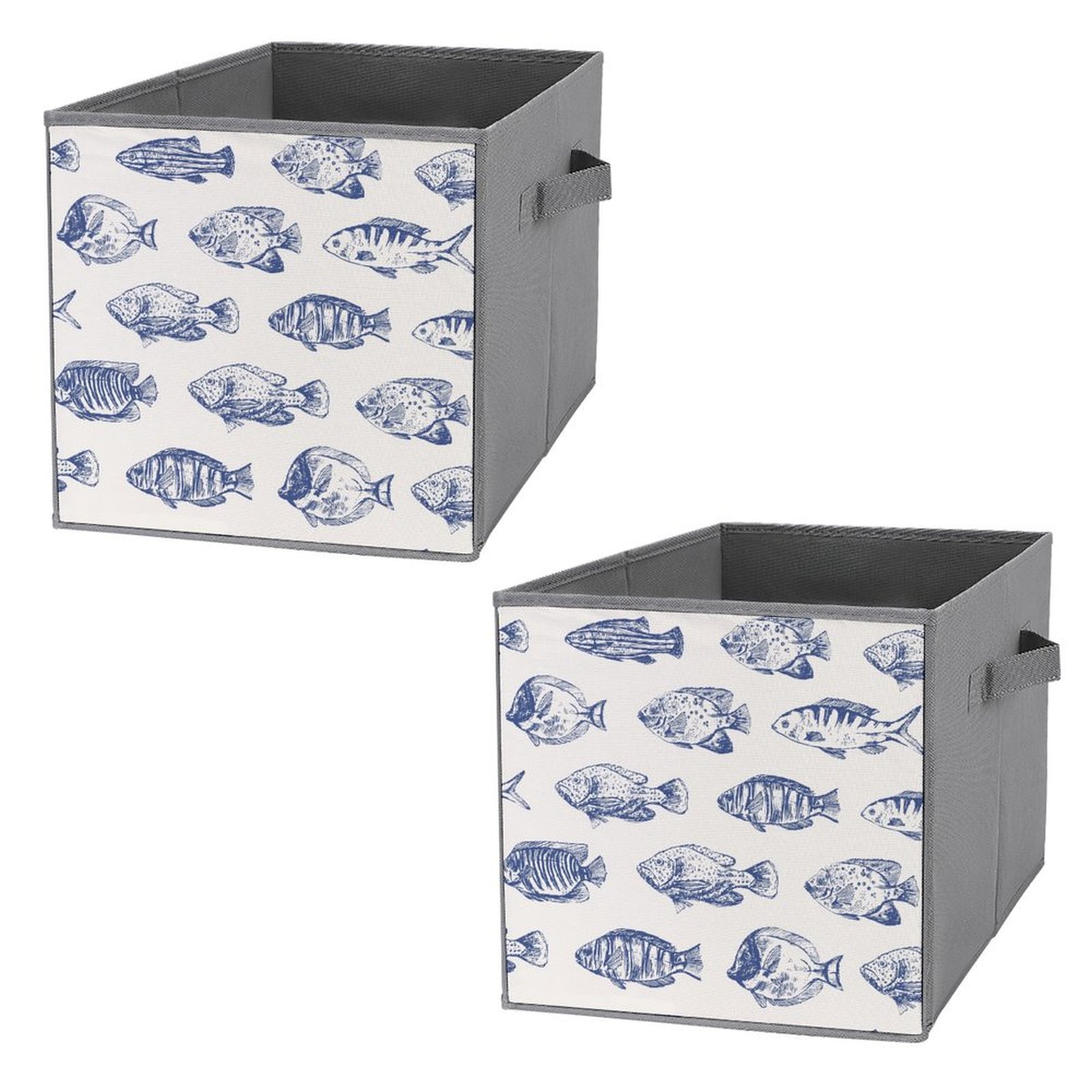 Bybiment 2PCS Fabric Storage Cubes, Fish Coral Pattern Cube Storage