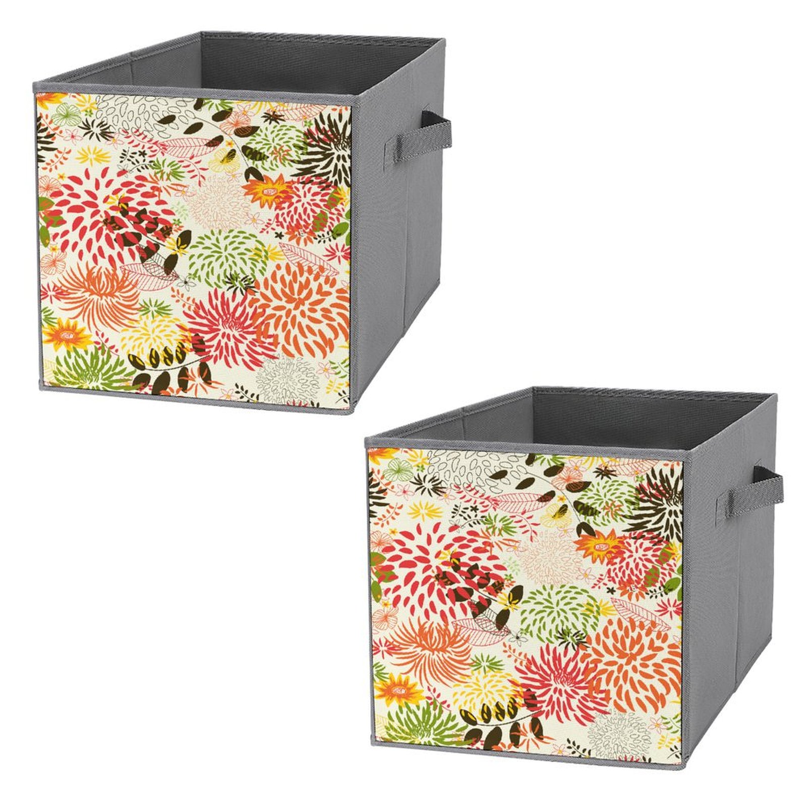 Bybiment 2PCS Fabric Storage Cubes, Pattern Nature Pattern Plants Cube