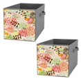 Bybiment 2PCS Fabric Storage Cubes, Pattern Nature Pattern Plants Cube
