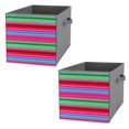 Bybiment 2PCS Fabric Storage Cubes, Stripes Pattern Mexican Blanket