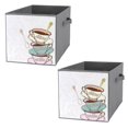 Bybiment 2PCS Fabric Storage Cubes, Tea Cup Spoon Cube Storage Bins