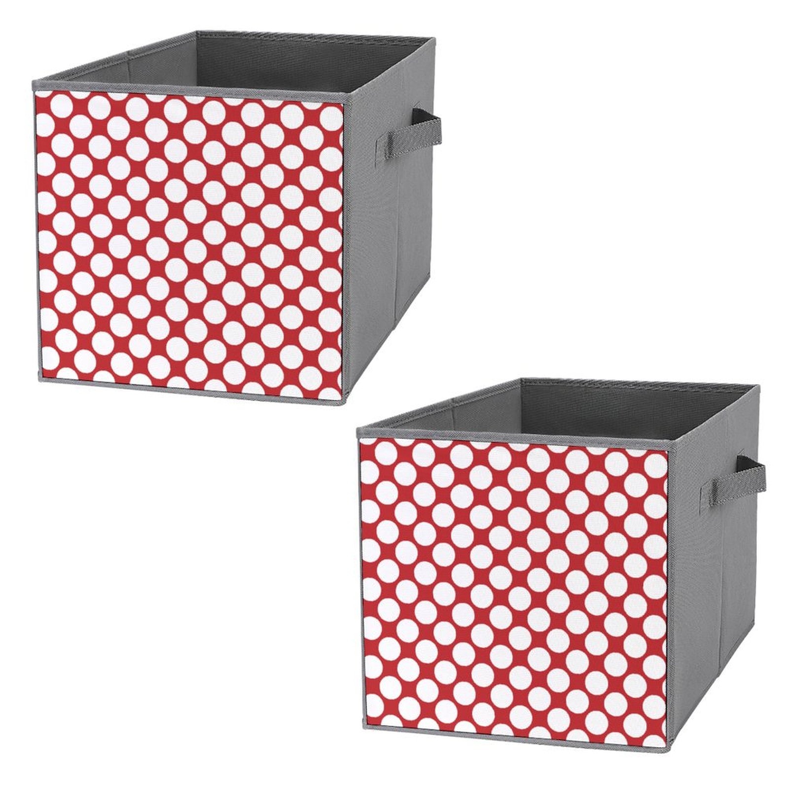 Bybiment 2PCS Fabric Storage Cubes, White Polka Dots on Red Background