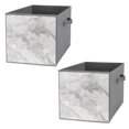 Bybiment 2PCS Fabric Storage Cubes, Wonderful White Marble Stone Cube