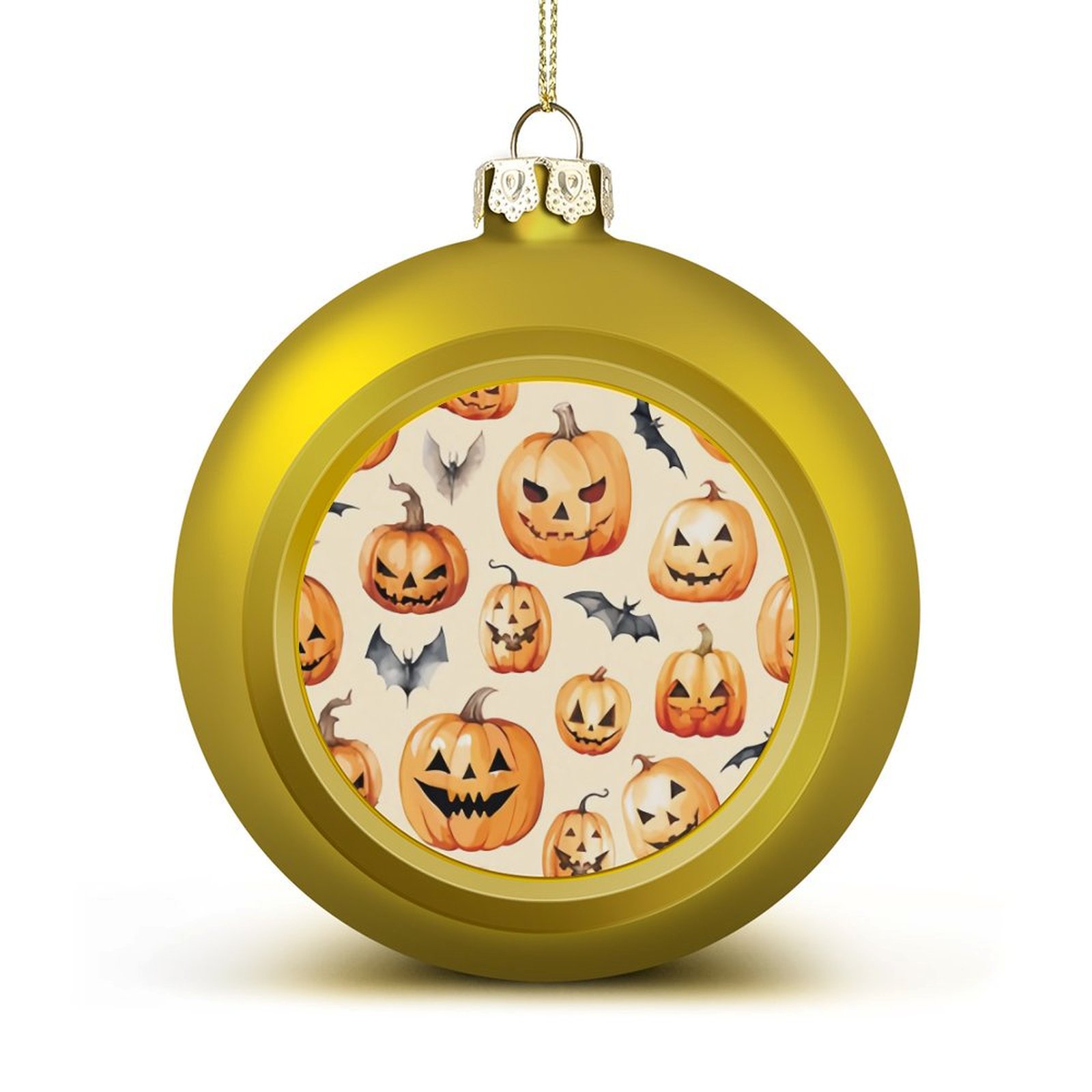 Bybiment 2PCS Golden Christmas Balls Ornament, Halloween Pattern Scary