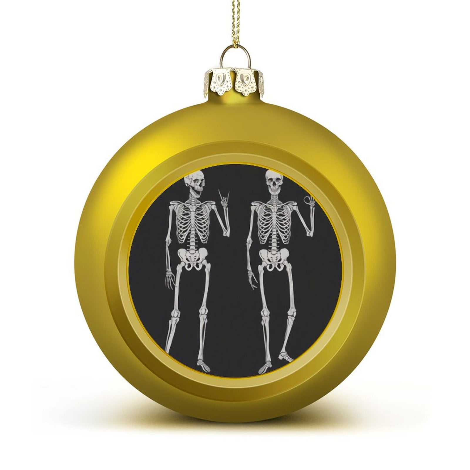 Bybiment 2PCS Golden Christmas Balls Ornament, Human Skeletons Posing