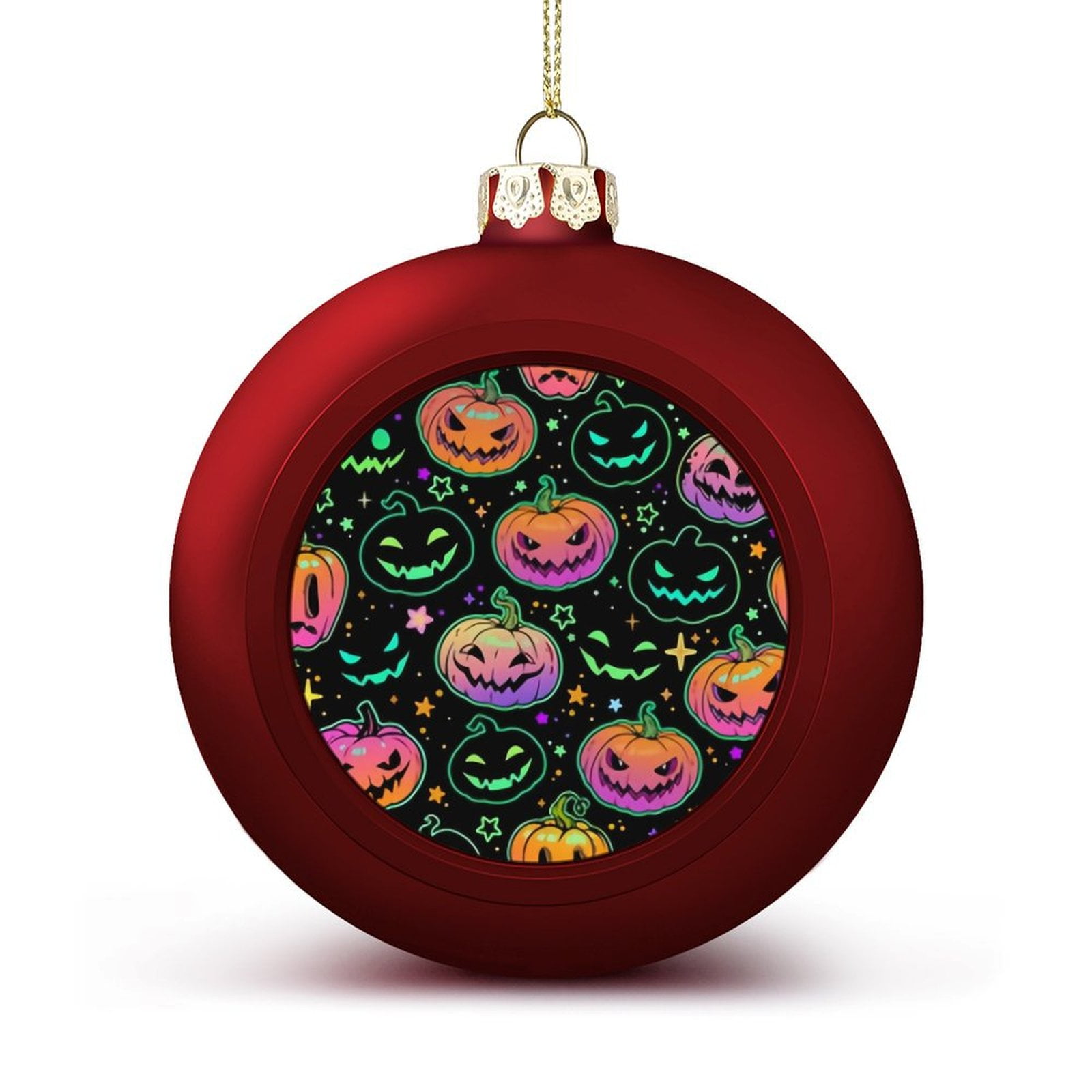 Bybiment 2PCS Red Christmas Balls Ornament, Pattern Bright Halloween