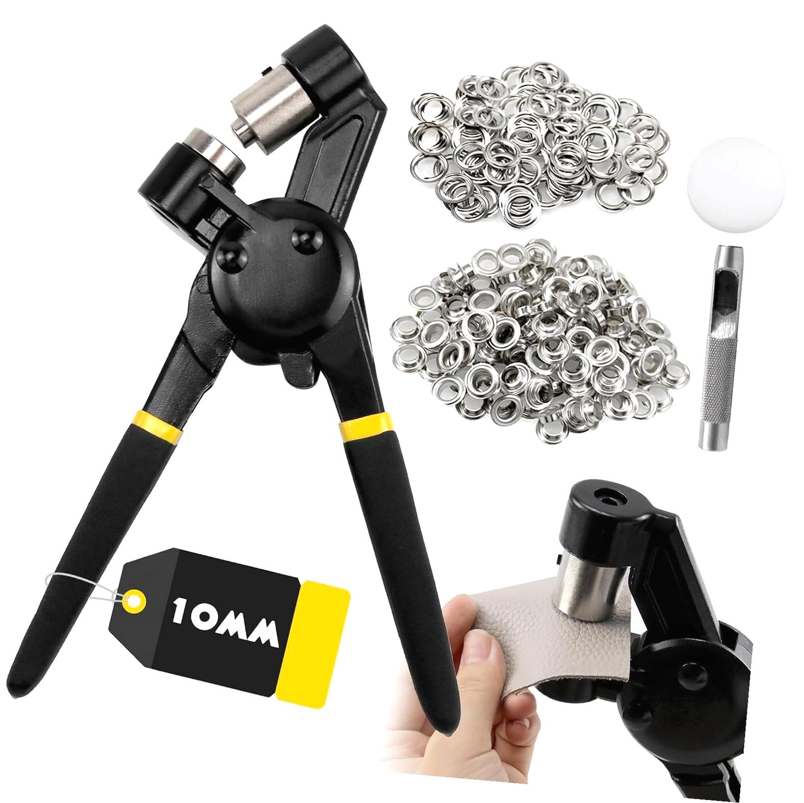CNQLIS 3/8 Grommet Tool Kit With 500 Silver Grommets - Handheld Eyelet Press For Fabric, Tarps & Crafts