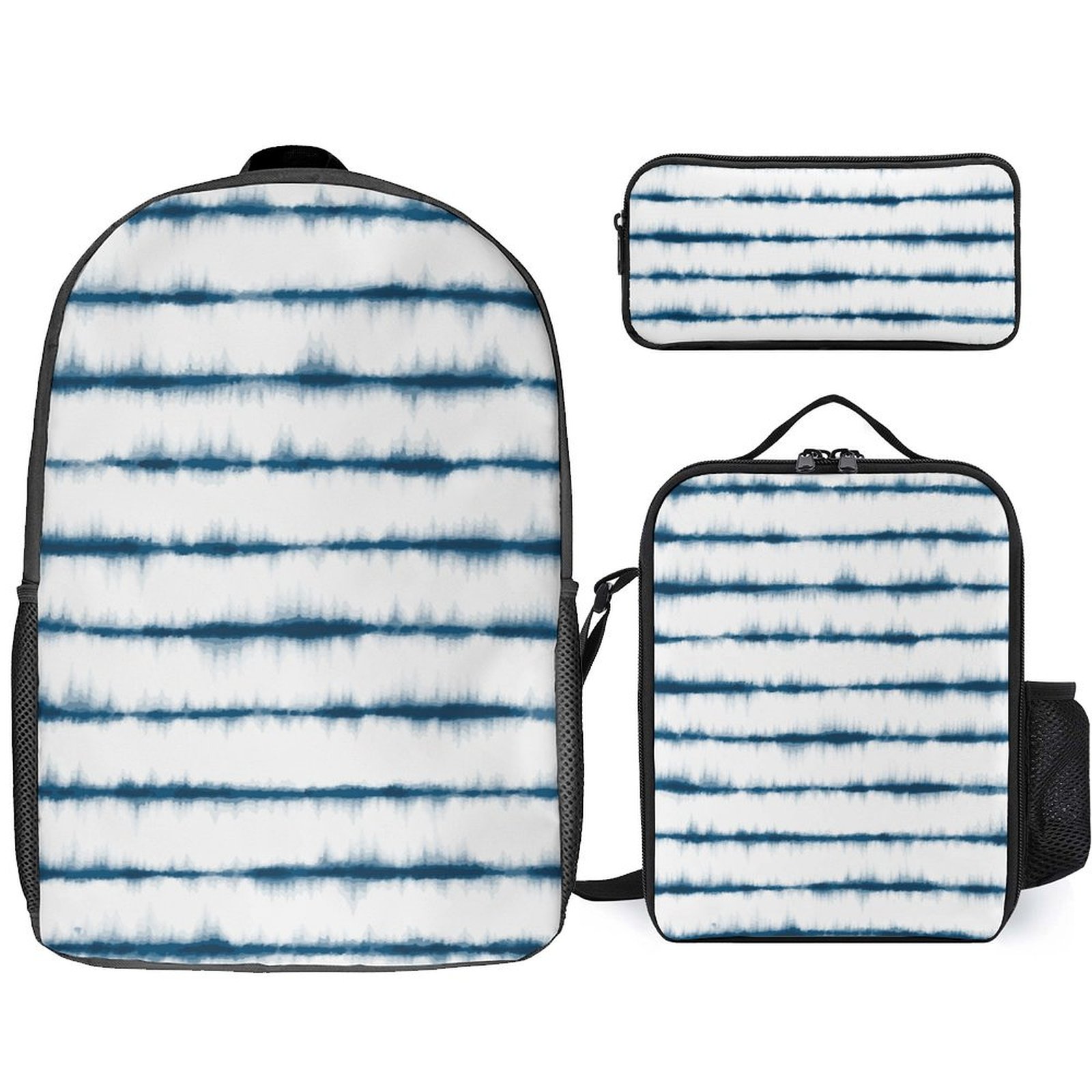 Bybiment 3 Pieces Backpack Set with Lunch Bag Pencil Bag, Shibori