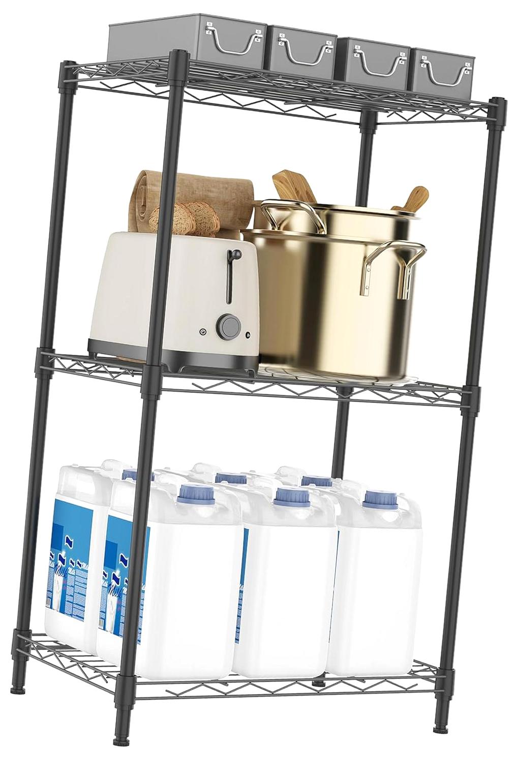 Bybiment 3-Tier Shelf Metal Storage Shelves Wire Rack Closet Organizer ...