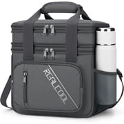 RealCool Lunch Bag, Insulated Lunch Box for Men Women, Double Deck Leakproof Soft Cooler Bag with Adjustable Strap, Lunchbox for Work, Camping Grey