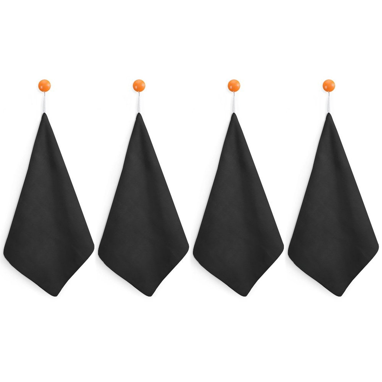 Bybiment 4 PCS Hand Towels with Hanging Loops, Black Concrete Wall