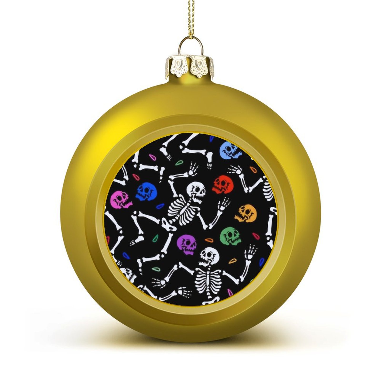 Bybiment 4PCS Golden Christmas Balls Ornament, Pattern Skeletons