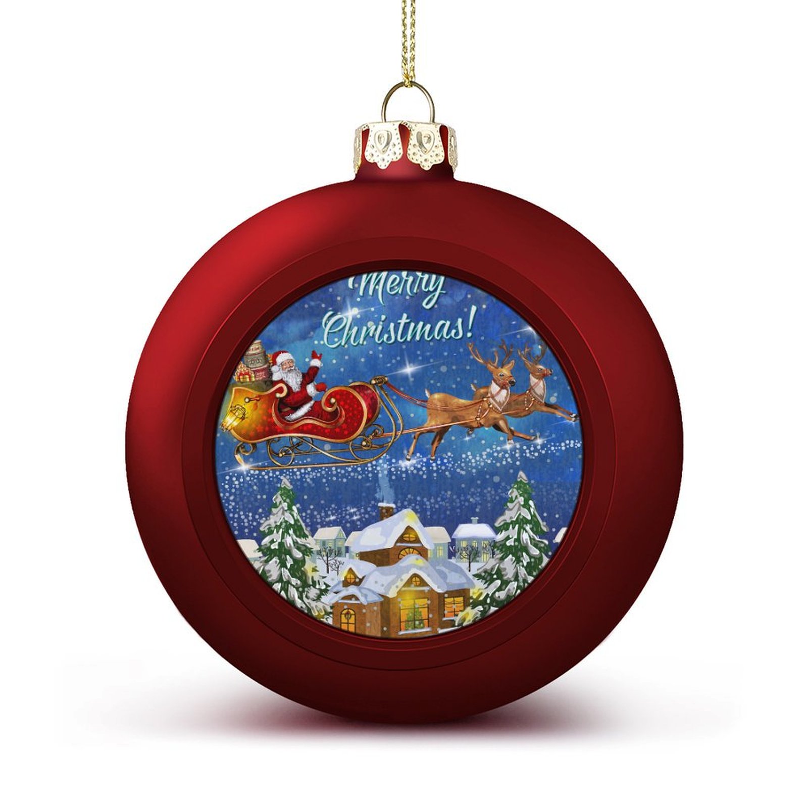 Bybiment 4PCS Red Christmas Balls Ornament, Christmas Card Santa Claus