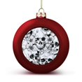 Bybiment 4PCS Red Christmas Balls Ornament, Pattern Image Skull Flowers